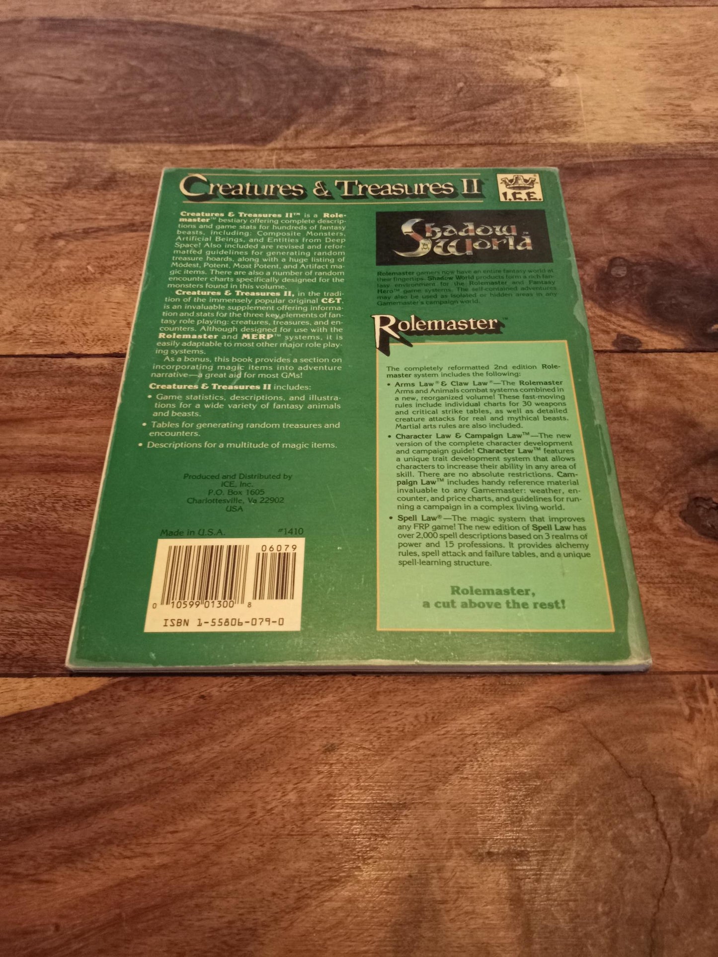 Rolemaster Creatures & Treasures II  I.C.E. 1410 Rolemaster 2nd Ed 1989