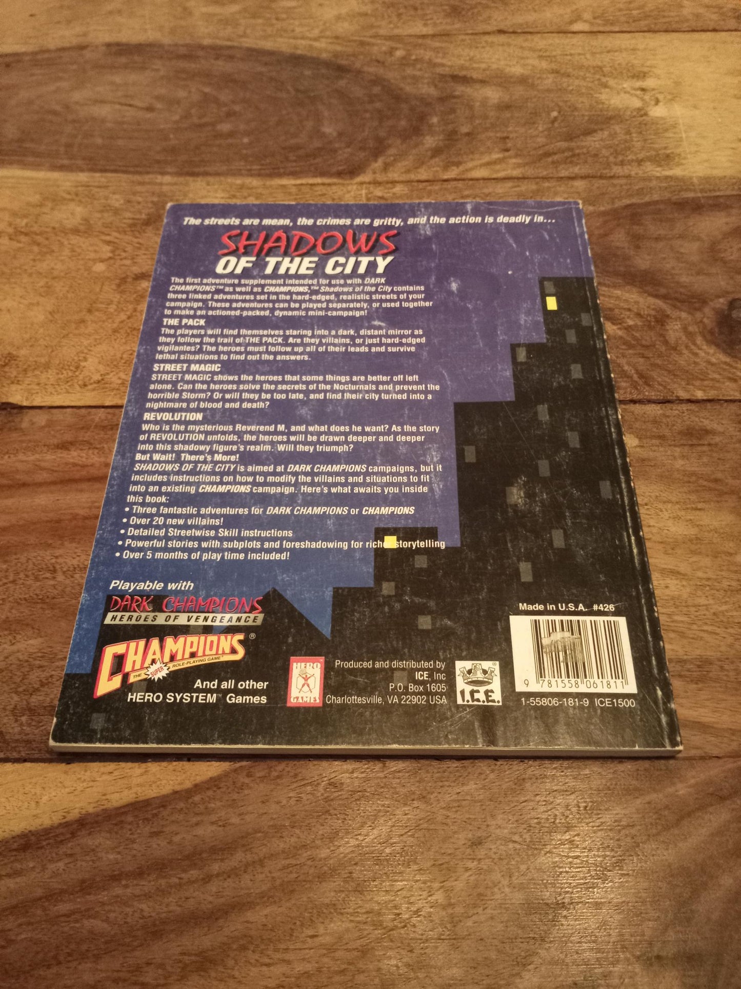 Hero System Shadows of the City 4th Ed Hero Games #426 I.C.E. 1996