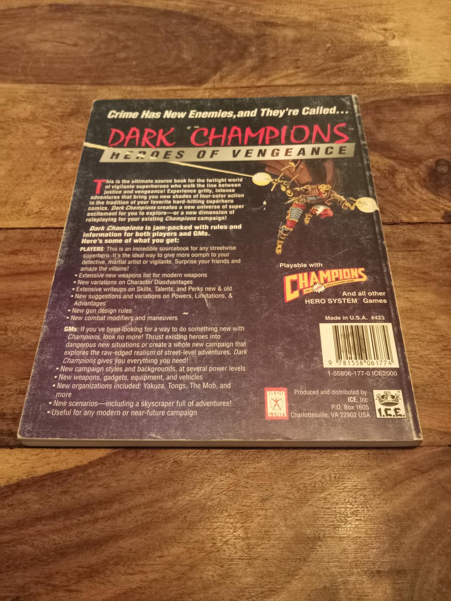 Hero System Dark Champions Heroes of Vengeance 4th Ed Hero Games #423 I.C.E. 1989