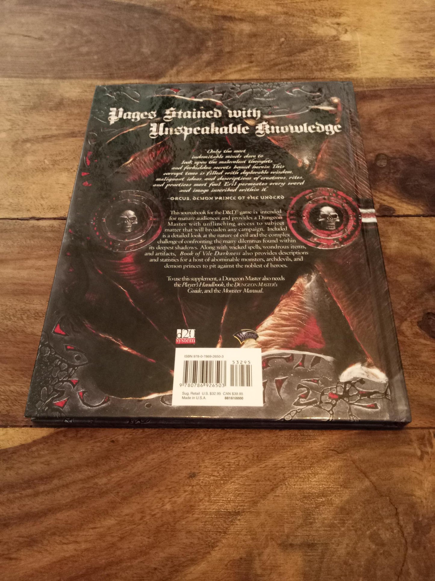 Dungeons & Dragons Book of Vile Darkness Wizards of the Coast 2002