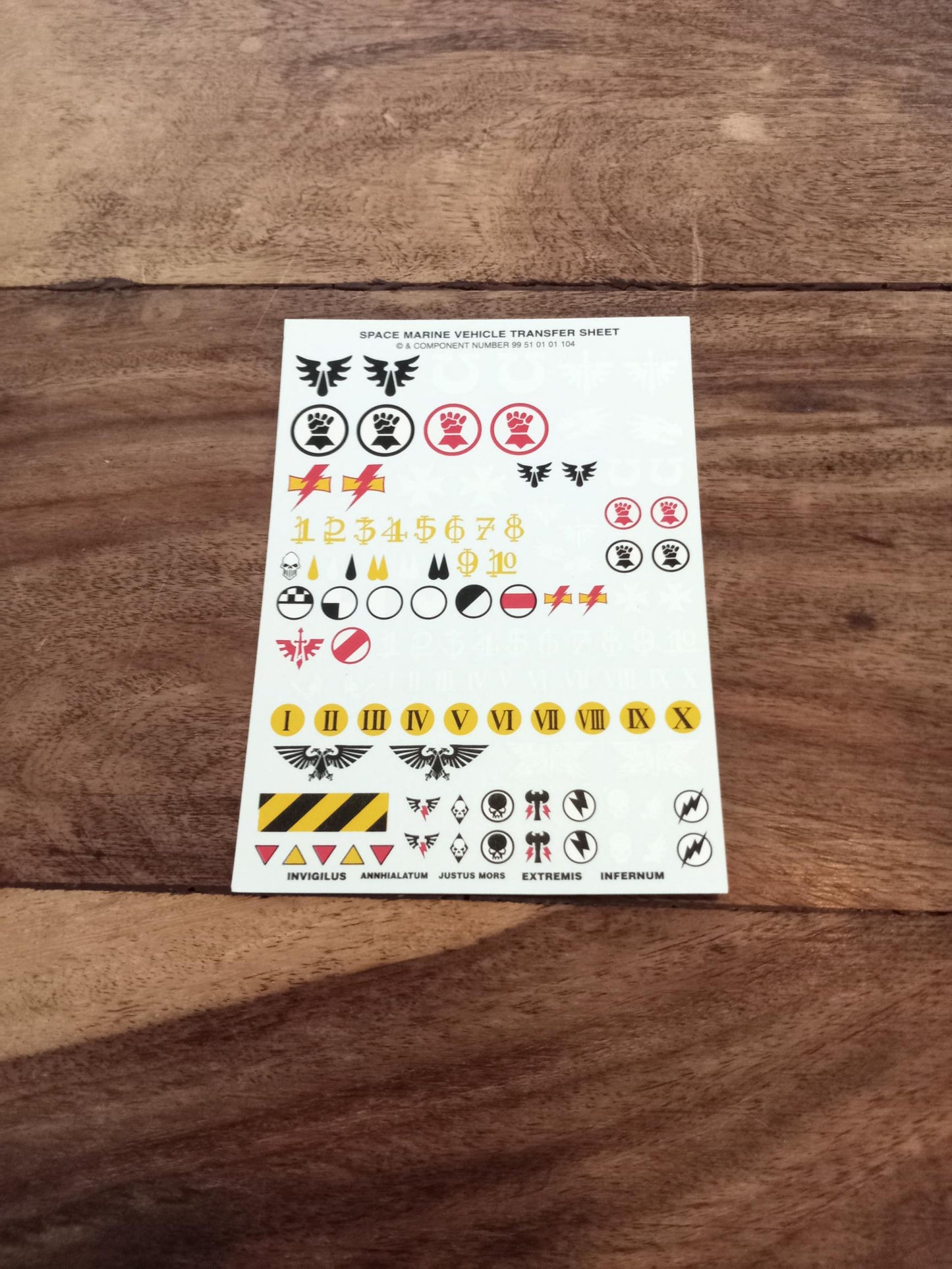 Warhammer 40k Space Marine Vehicle Decals Transfers Sheet Brand New Games workshop