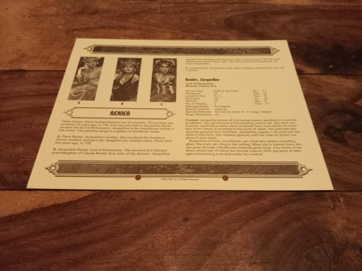 Ravenloft Realm of Terror TSR 1053 Card AD&D 1990