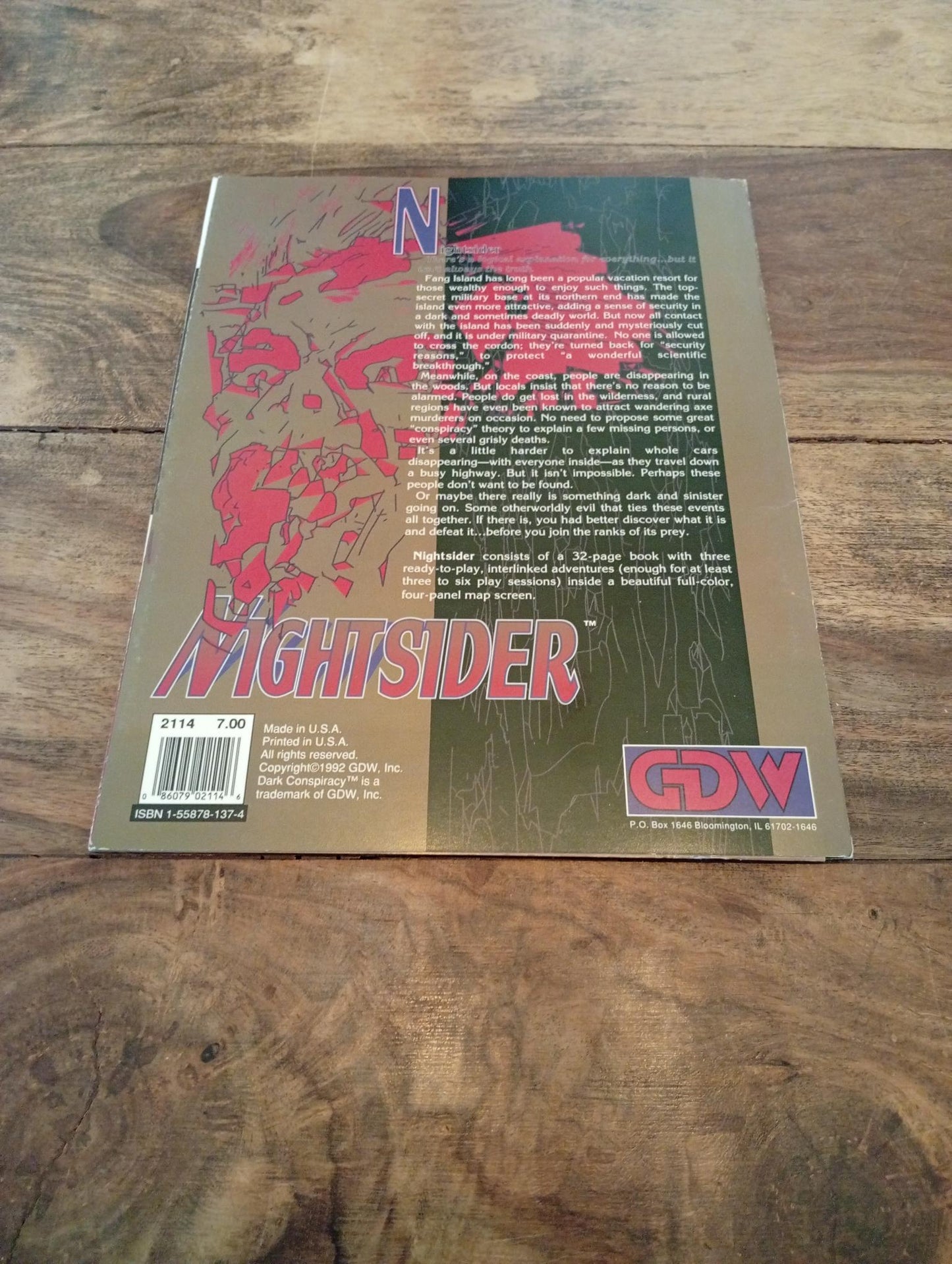 Dark Conspiracy Nightsider GDW 2114 GWD 1992