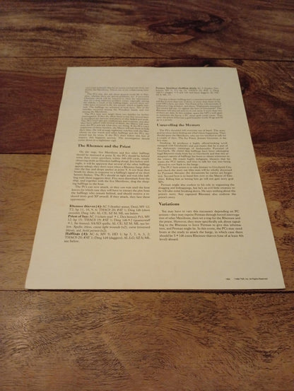 AD&D Greyhawk Reference Card #15 TSR 1064