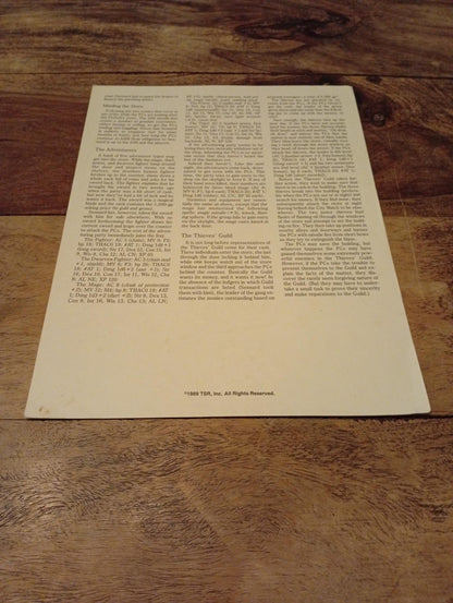 AD&D Greyhawk Reference Card #12 TSR 1043