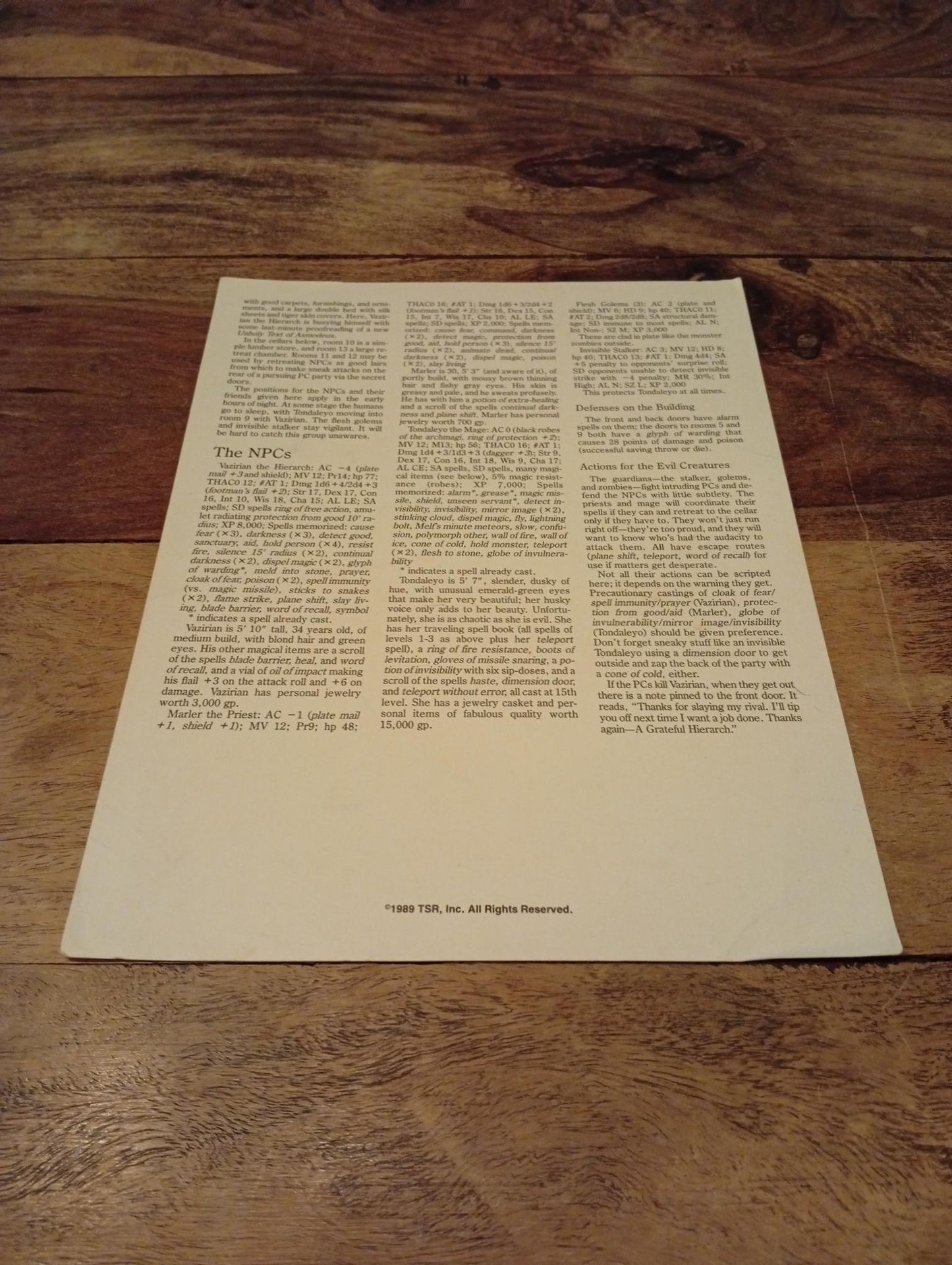 AD&D Greyhawk Reference Card #18 TSR 1043