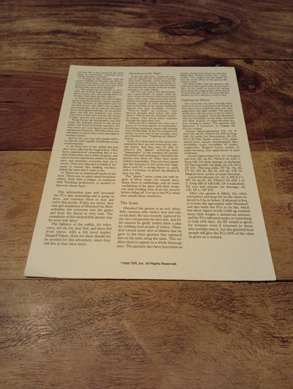 AD&D Greyhawk Reference Card #15 TSR 1043