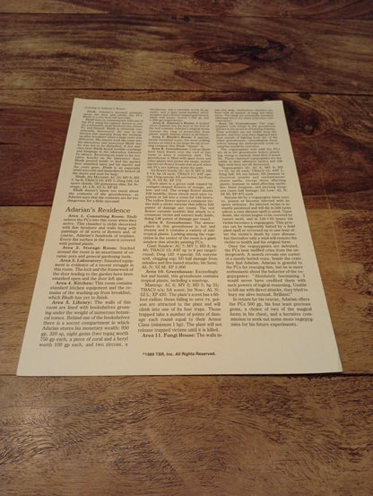 AD&D Greyhawk Reference Card #14 TSR 1043