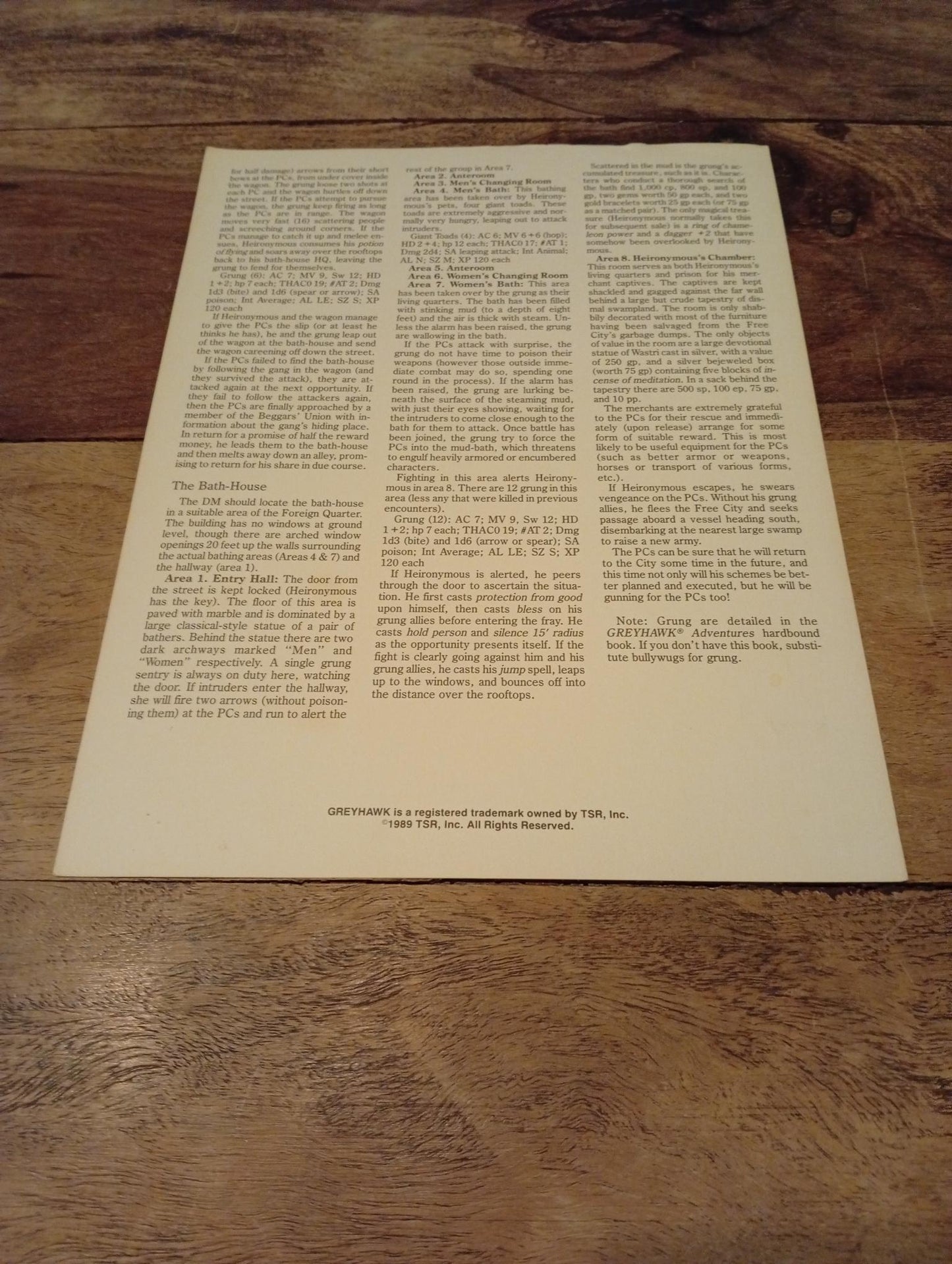 AD&D Greyhawk Reference Card #1 TSR 1043