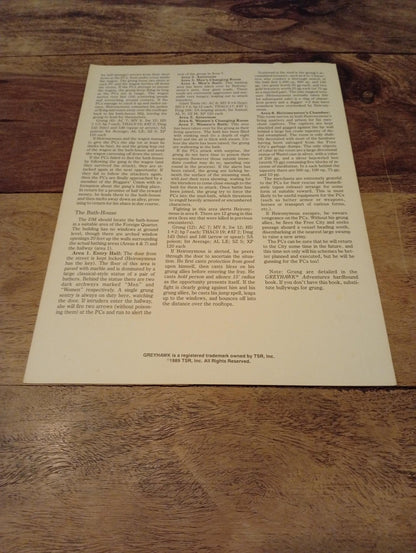 AD&D Greyhawk Reference Card #1 TSR 1043