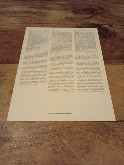 AD&D Greyhawk Reference Card #6 TSR 1043
