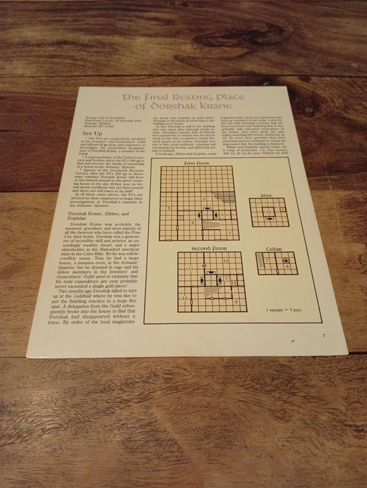 AD&D Greyhawk Reference Card #7 TSR 1043