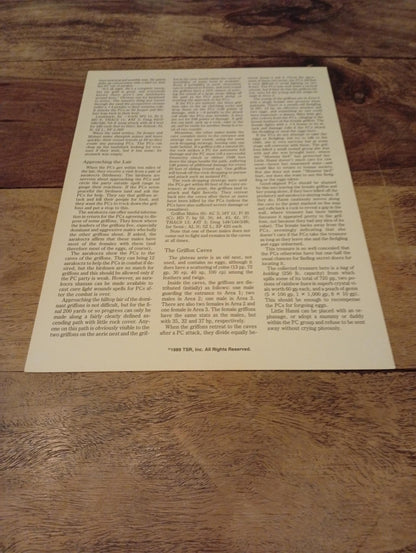 AD&D Greyhawk Reference Card #9 TSR 1043