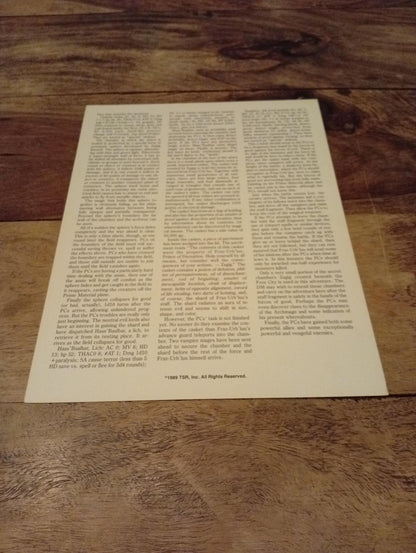 AD&D Greyhawk Reference Card #10 TSR 1043