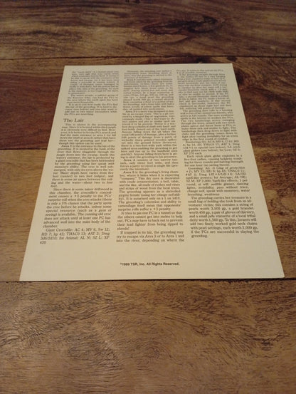 AD&D Greyhawk Reference Card #20 TSR 1043