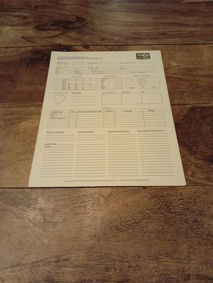 AD&D Council of Wyrms Reference Card #1 TSR 1107 AD&D 1994