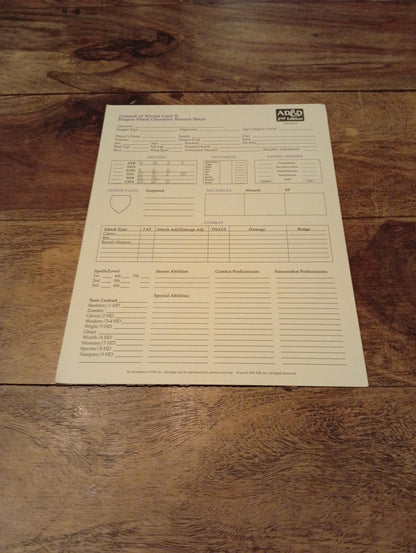 AD&D Council of Wyrms Reference Card #3 TSR 1107 AD&D 1994