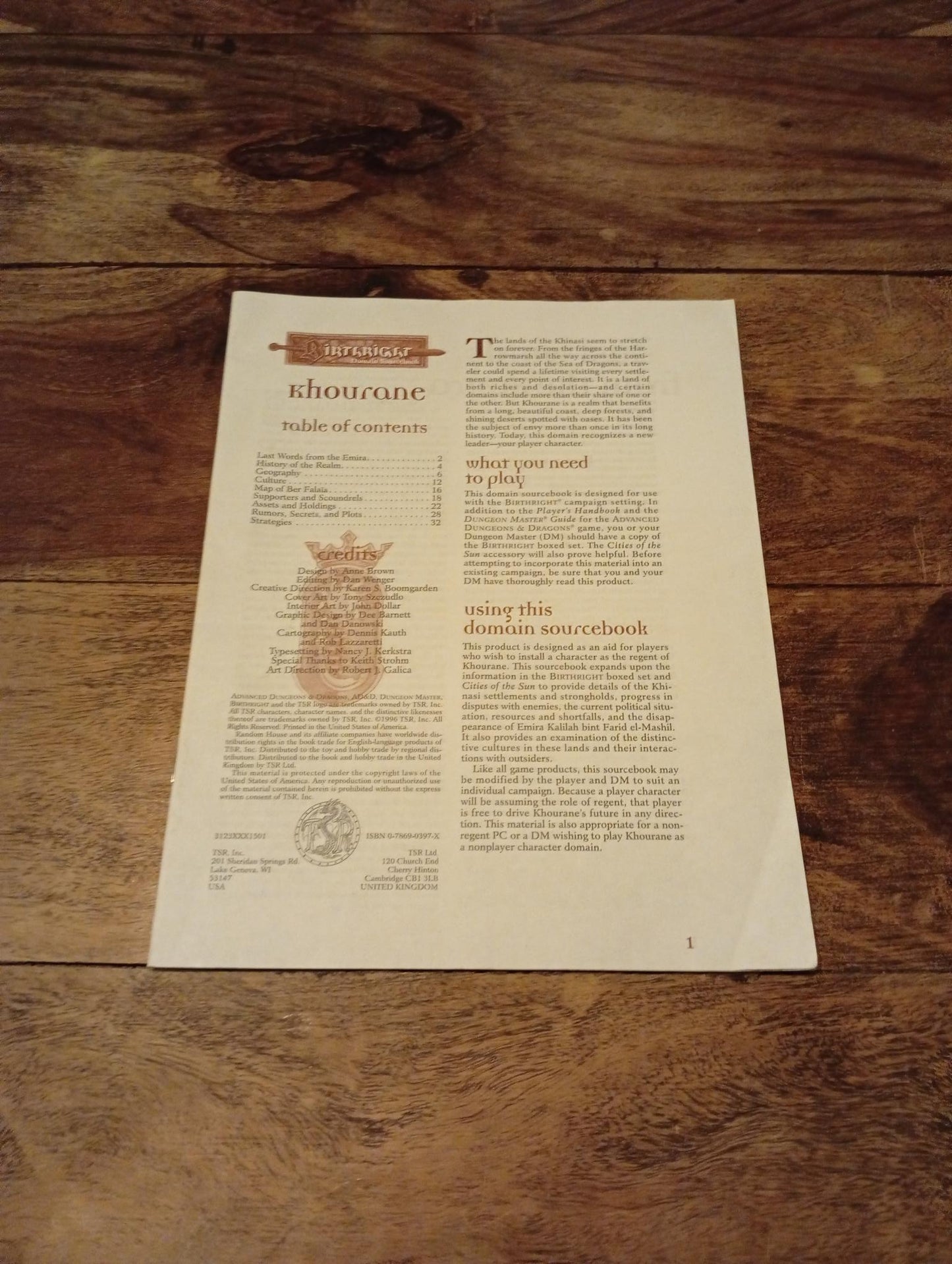 AD&D Birthright Khourane TSR 3123 AD&D 1996