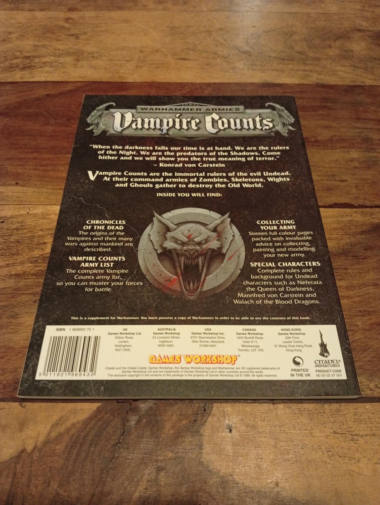 Warhammer Armies Vampire Counts Codex Games Workshop 1999