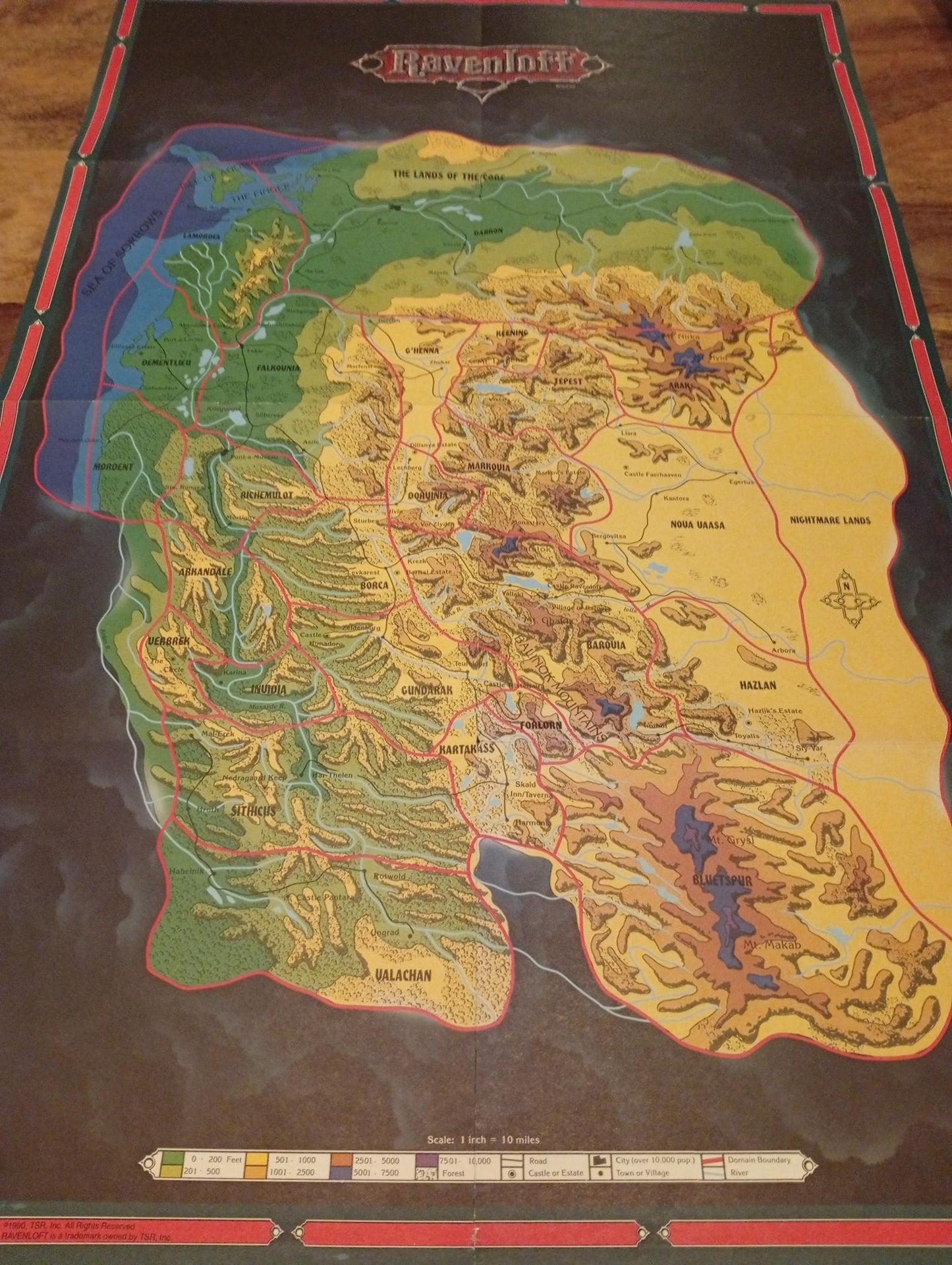Ravenloft Realm Of Terror Map TSR 1053 AD&D 1990