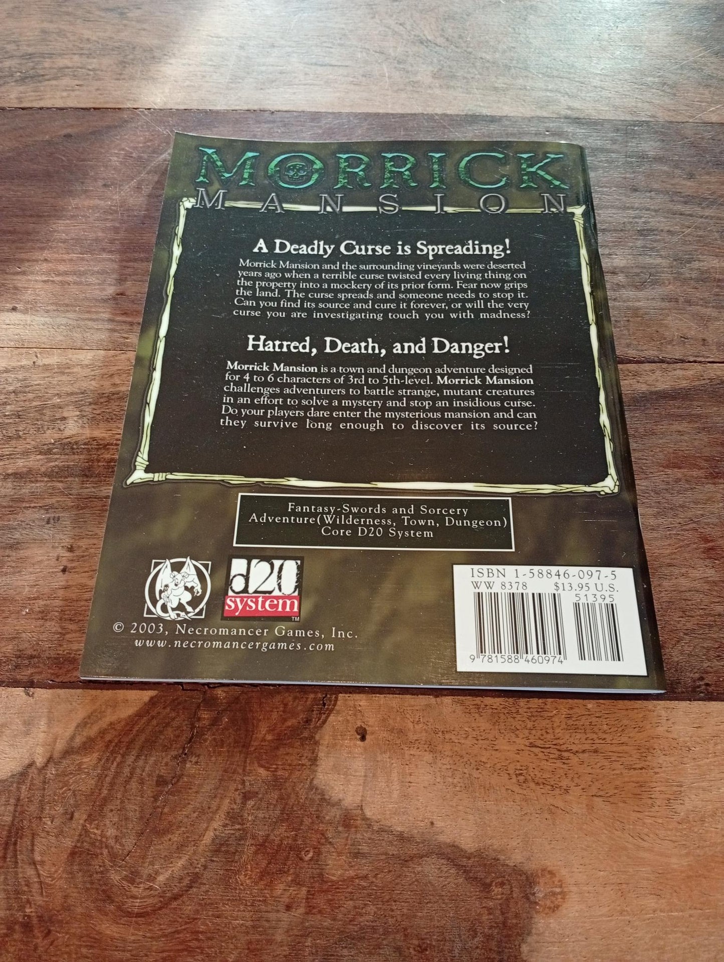Sword & Sorcery Morrick Mansion d20 WW8378 Necromancer Games 2002