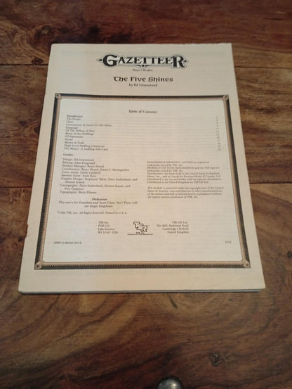 Gazetteer The Five Shires GAZ8 TSR 9232 D&D 1988 With Map