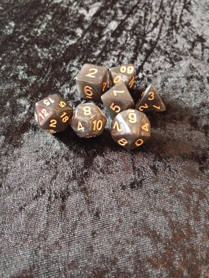 Dice set: 7-piece set includes one D4, D6, D8, D10, D12, D20 and D100 D10 Procent