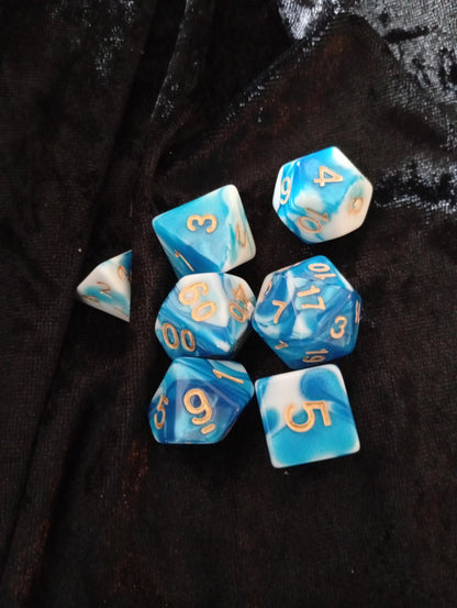Dice set: 7-piece set includes one D4, D6, D8, D10, D12, D20 and D100 D10 Procent