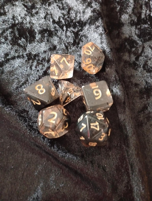 Dice set: 7-piece set includes one D4, D6, D8, D10, D12, D20 and D100 D10 Procent