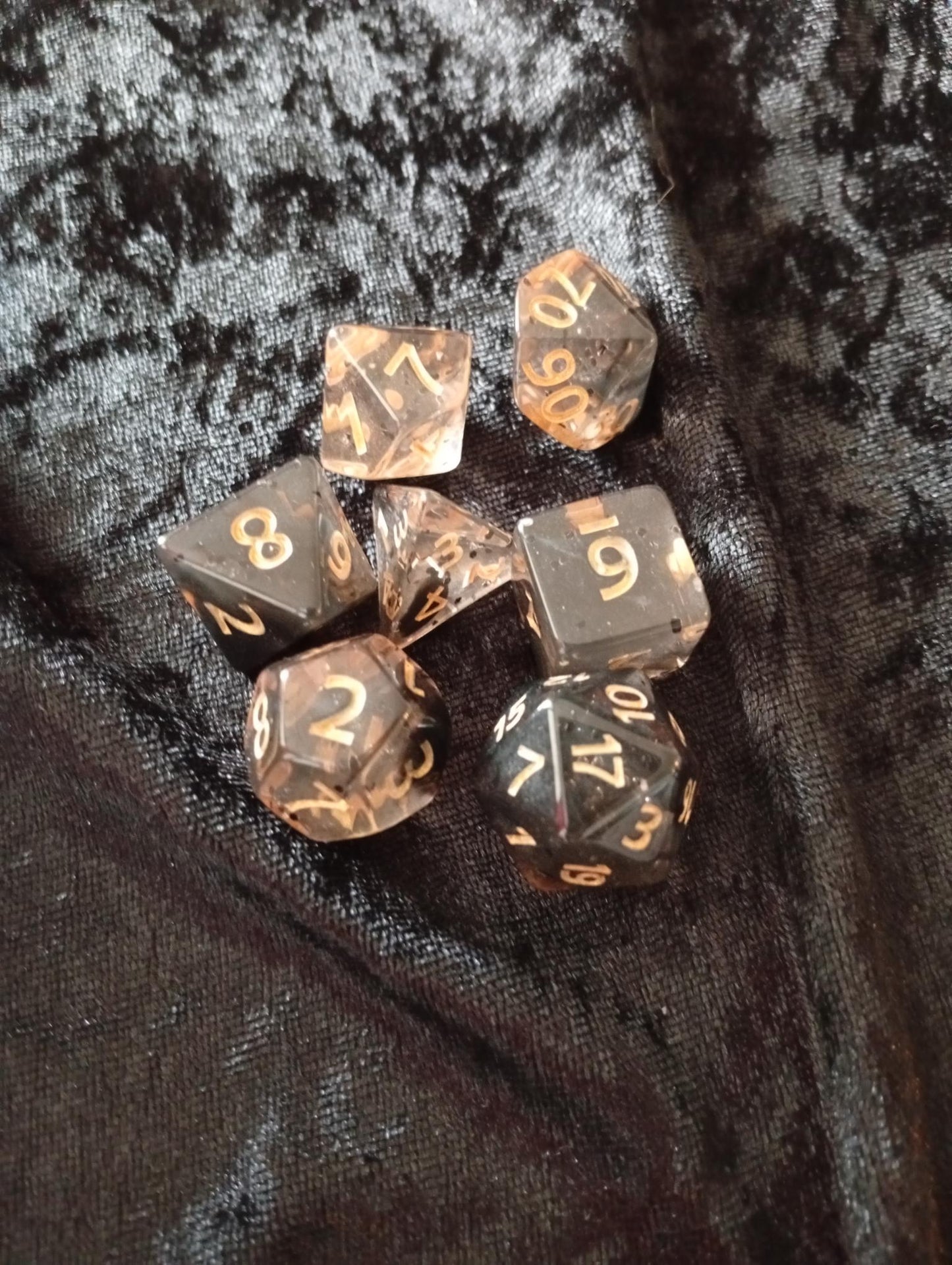 Dice set: 7-piece set includes one D4, D6, D8, D10, D12, D20 and D100 D10 Procent