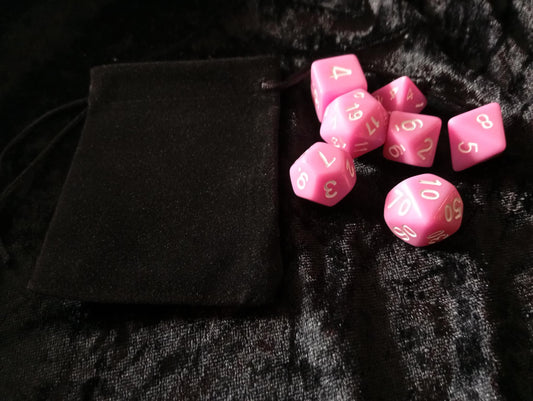 Dice set: 7-piece set/Dice Bag one D4, D6, D8, D10, D12, D20 and D100 D10 Procent