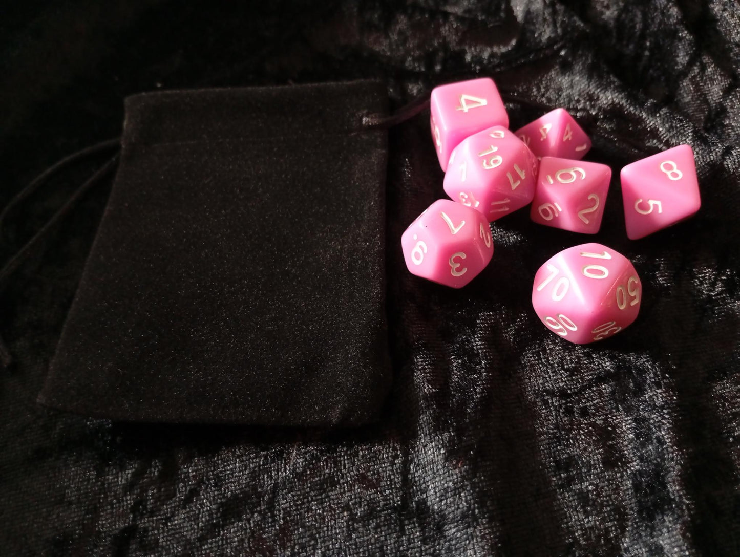 Dice set: 7-piece set/Dice Bag one D4, D6, D8, D10, D12, D20 and D100 D10 Procent