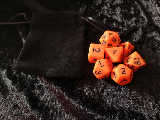 Dice set: 7-piece set/Dice Bag one D4, D6, D8, D10, D12, D20 and D100 D10 Procent