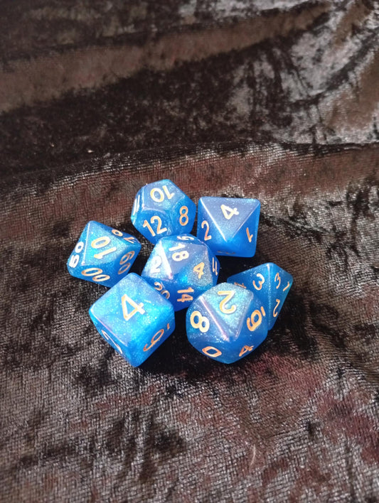 Dice set: 7-piece set includes one D4, D6, D8, D10, D12, D20 and D100 D10 Procent