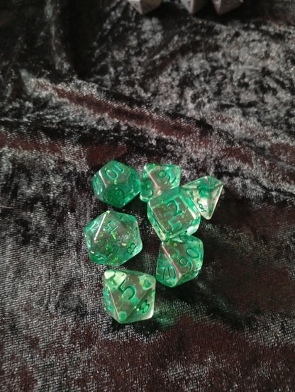 Dice set: 7-piece set includes one D4, D6, D8, D10, D12, D20 and D100 D10 Procent