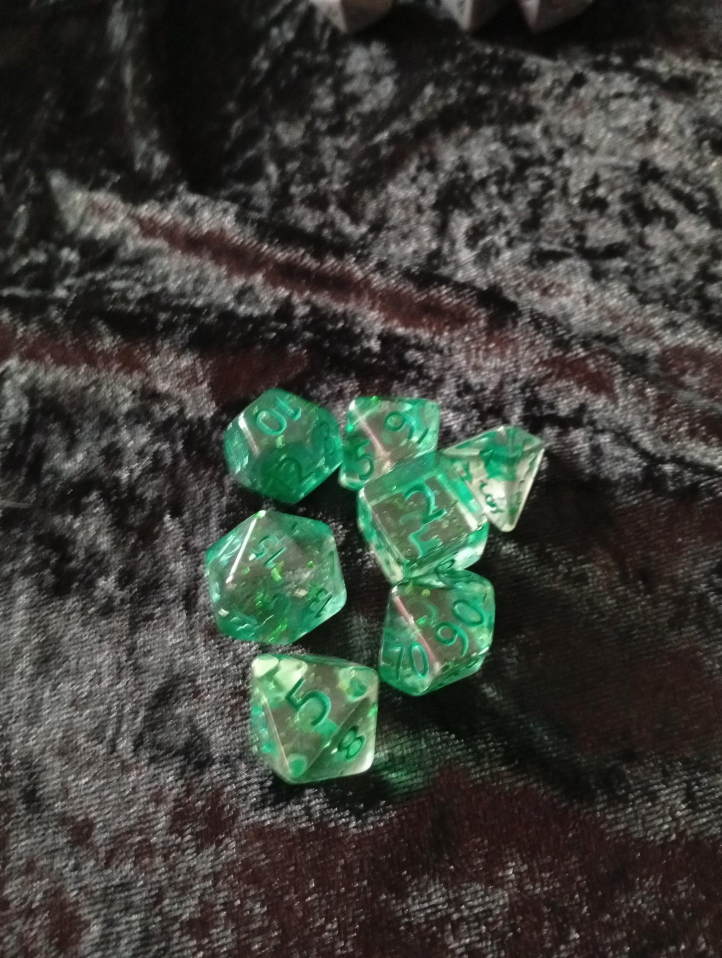 Dice set: 7-piece set includes one D4, D6, D8, D10, D12, D20 and D100 D10 Procent