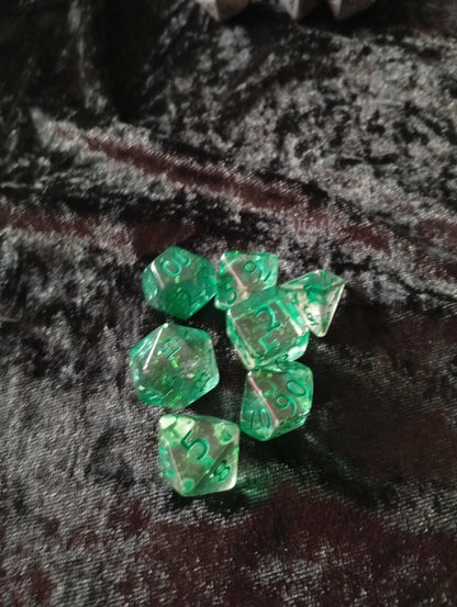 Dice set: 7-piece set includes one D4, D6, D8, D10, D12, D20 and D100 D10 Procent