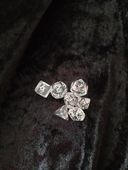 Dice set: 7-piece Mini set includes one D4, D6, D8, D10, D12, D20 and D100 D10 Procent