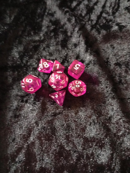 Dice set: 7-piece Mini set includes one D4, D6, D8, D10, D12, D20 and D100 D10 Procent