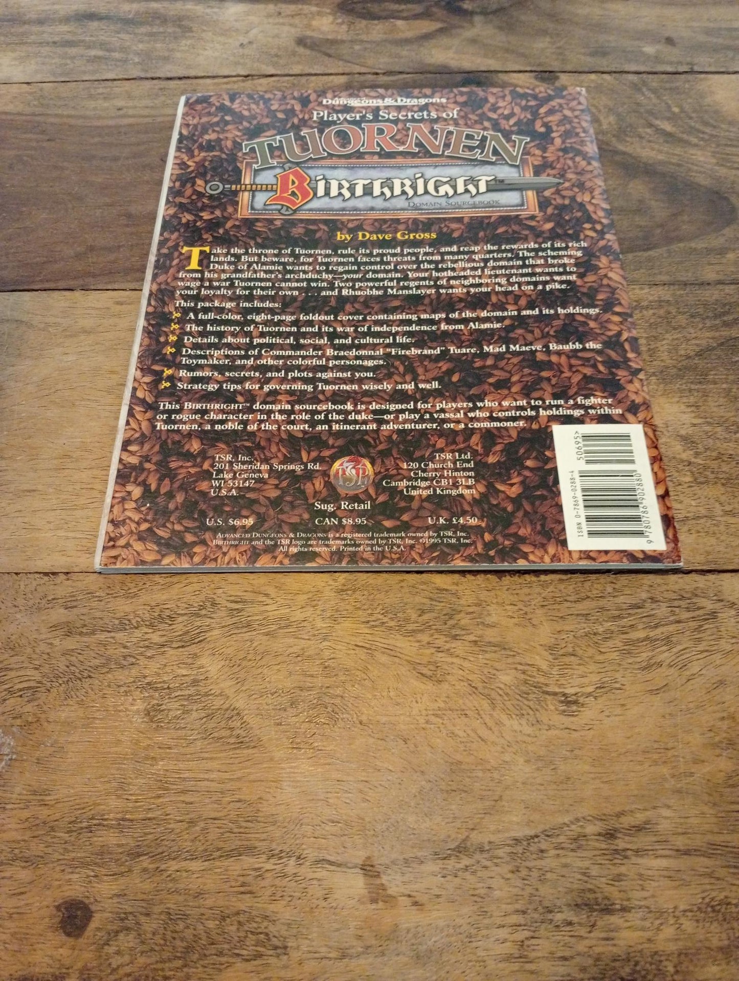 Birthright Player's Secrets of Tuornen TSR 3107 Dungeons & Dragons AD&D 1995