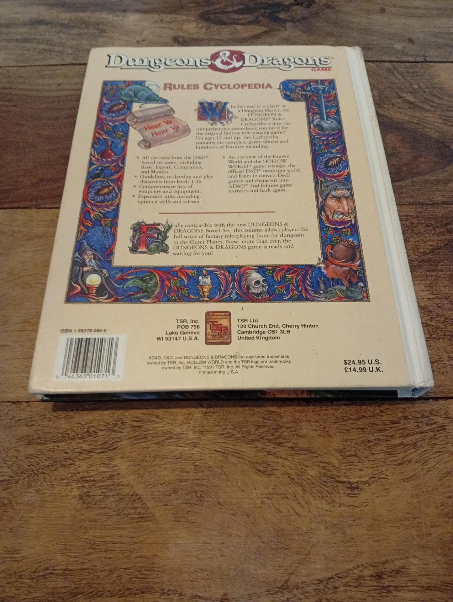 Dungeons & Dragons Rules Cyclopedia Hardcover TSR 1071 D&D 1991