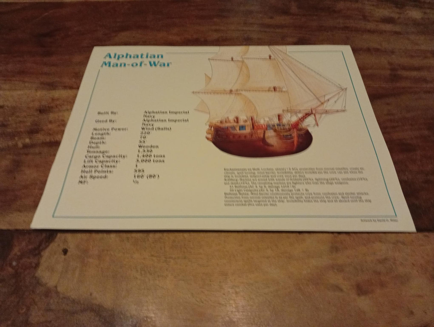 AD&D Spelljammer Adventures in Space Ship Card TSR - AllRoleplaying.com