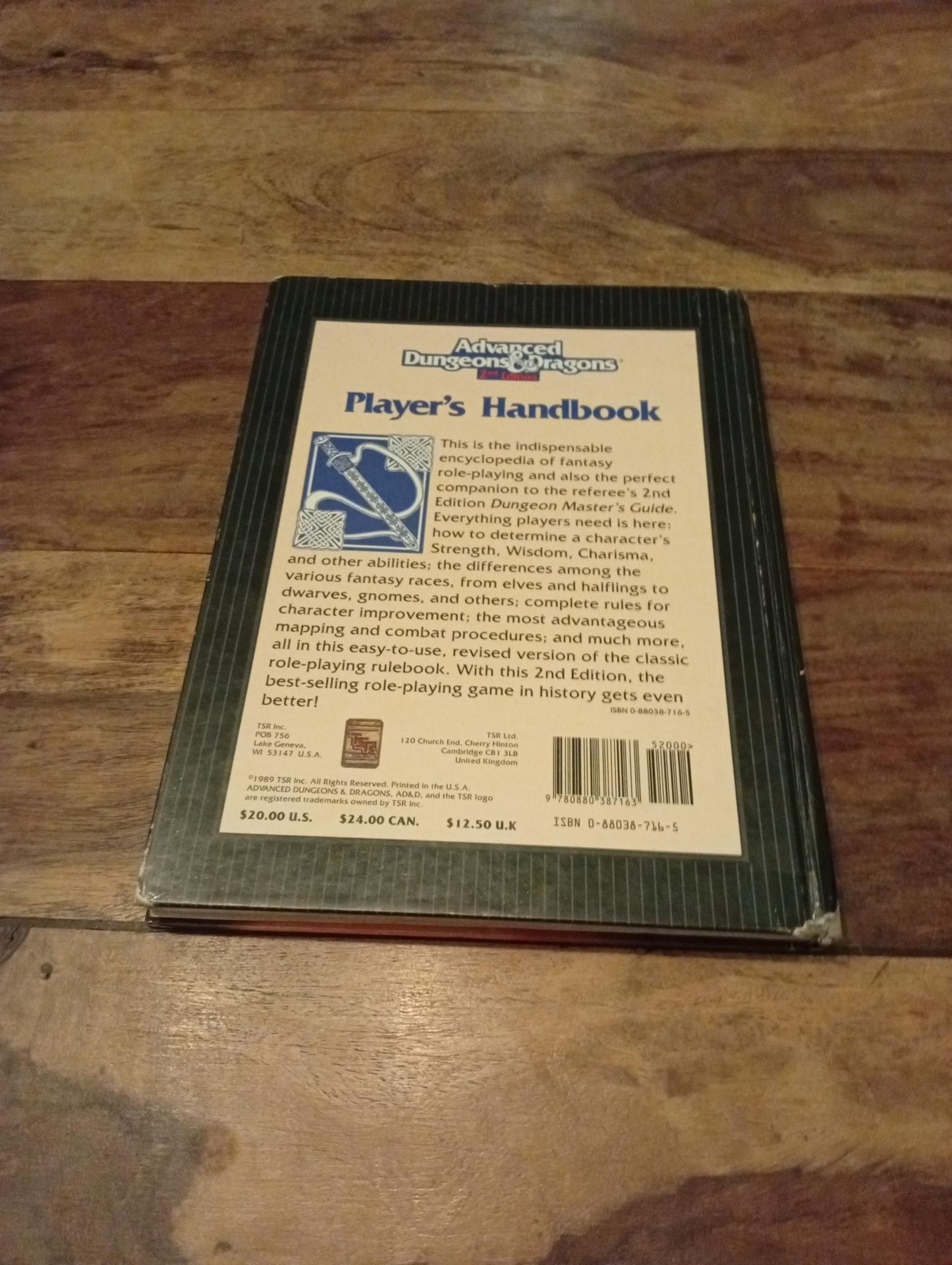 AD&D Player's Handbook 2nd Ed TSR 2101 AD&D 1989