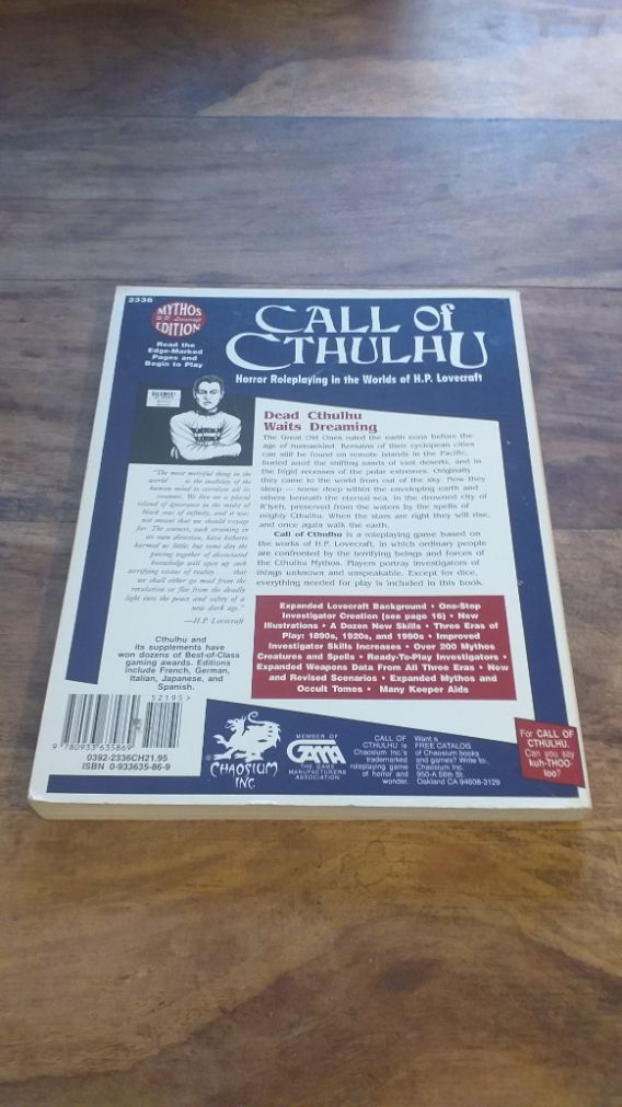 Call of Cthulhu 5th Edition Core Rulebook Chaosium 2336