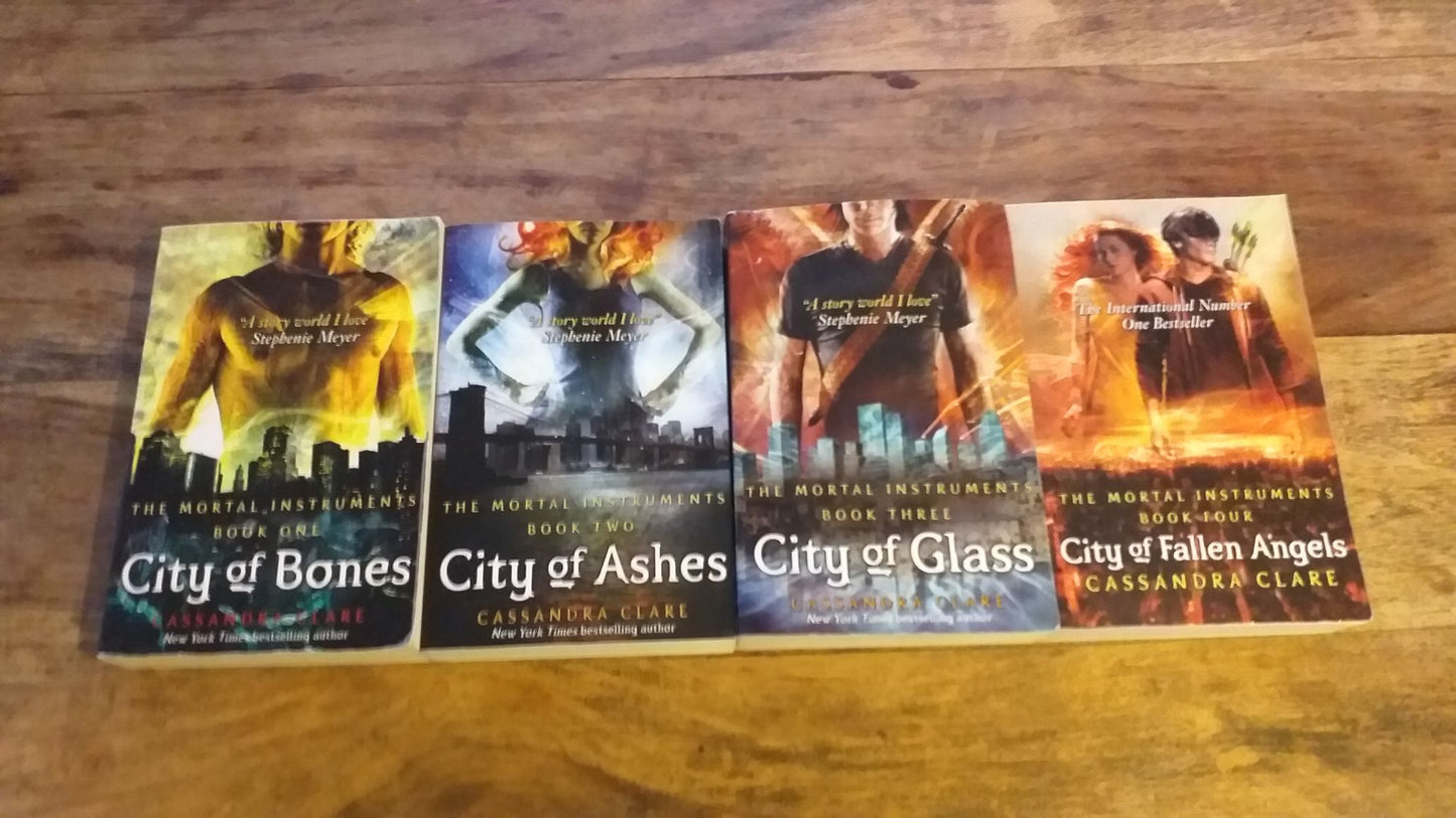 The Mortal Instruments Books #1-4 City of Bones-Ashes-Glass-Fallen Angels Cassandra Clare