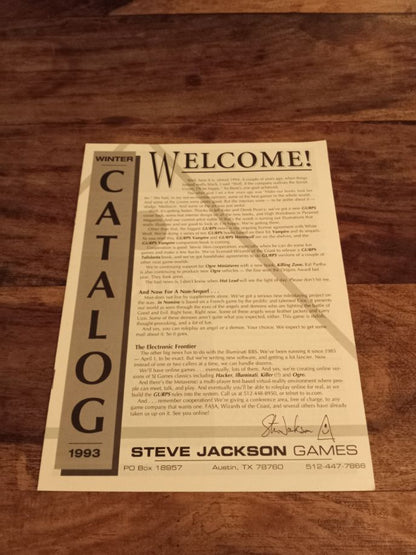 Steve Jackson Games - Summer 1993 Catalog