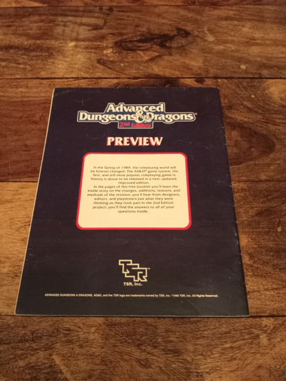 AD&D Preview TSR 1989 AD&D 2nd Ed