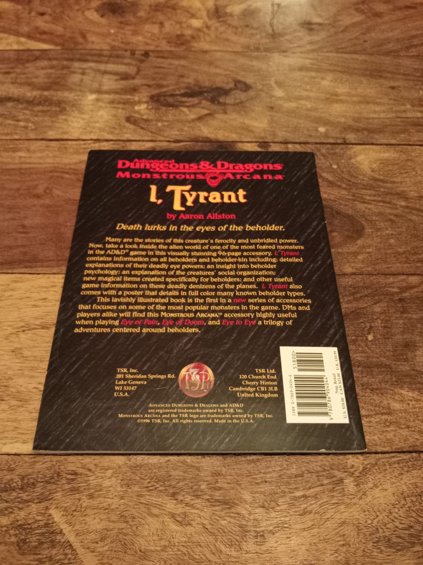 I, Tyrant Monstrous Arcana With Poster AD&D 2nd ed 1996 TSR 9521