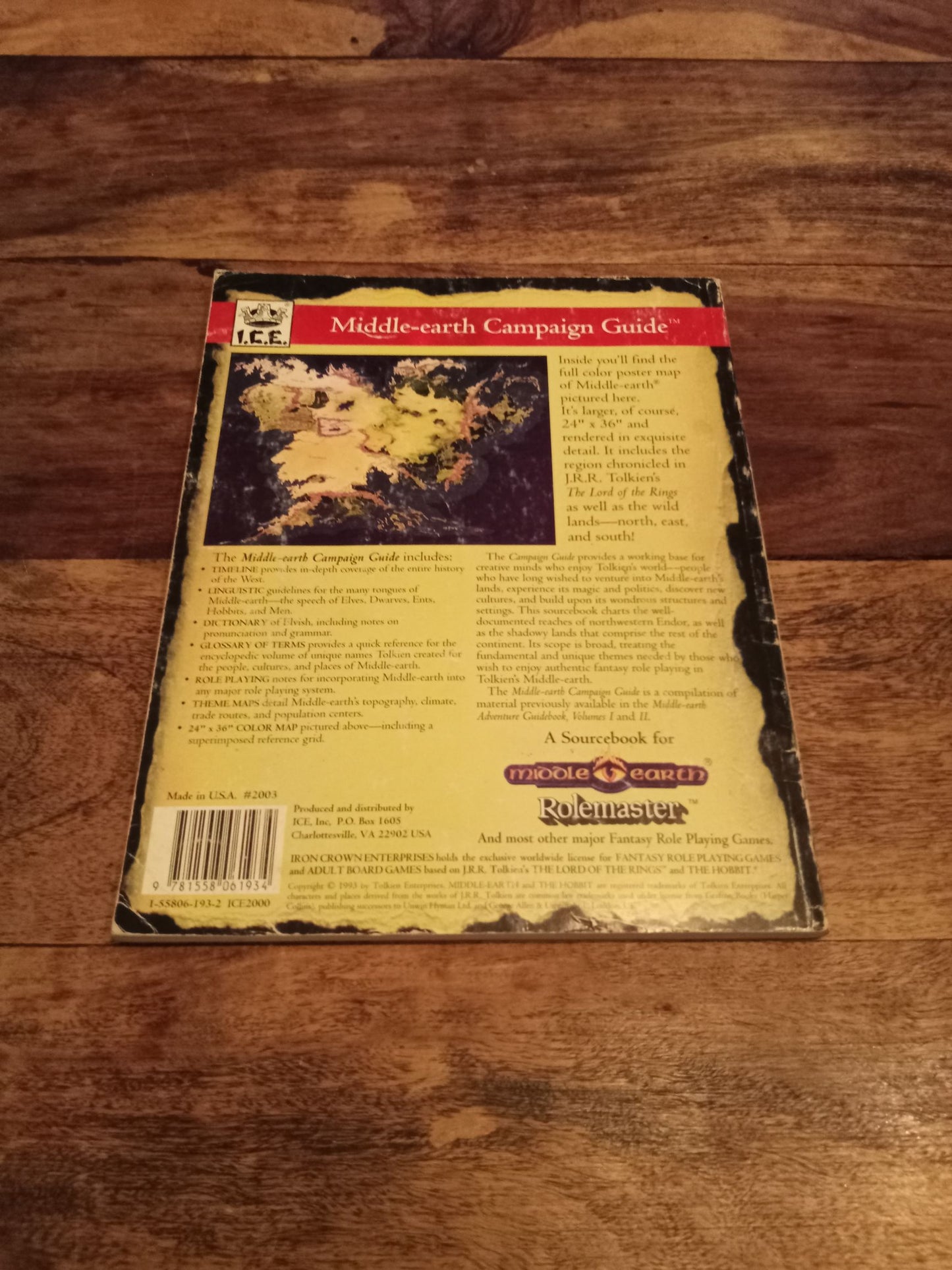 Middle-Earth Campaign Guide Middle Earth Role Playing 1st Ed I.C.E. #2003 No Map MERP 1990
