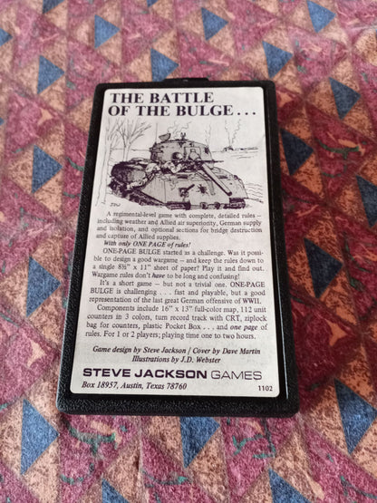 One-Page Bulge Unpunched Original Pocket Box Steve Jackson Games 1980